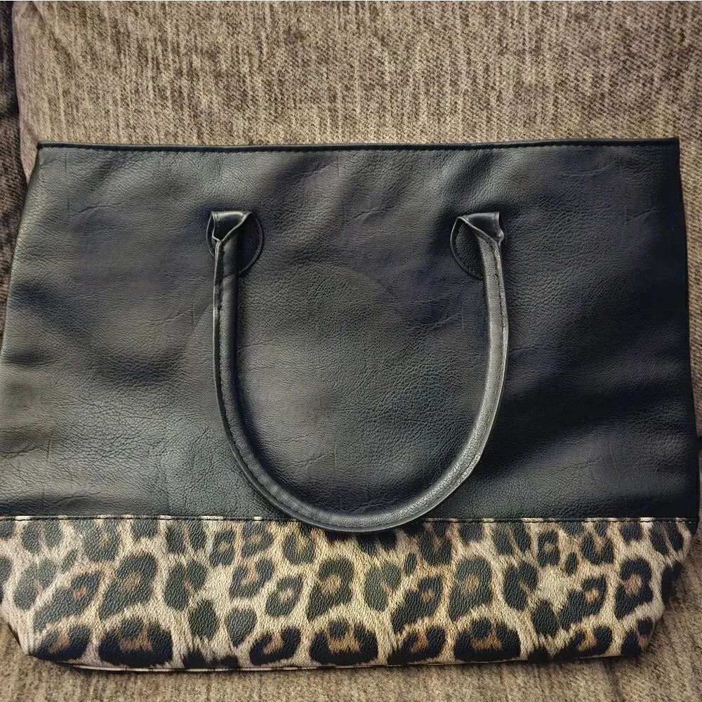 Brand new oversized bag black with leopard bottom
